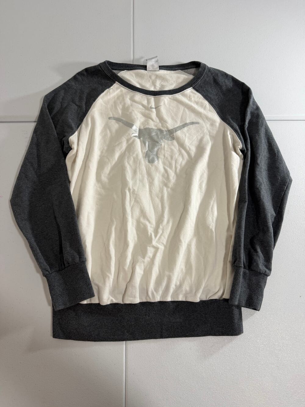 Nike Texas Longhorns Shirt Mens XL Cream Gray Colorblock Long Sleeve Tee